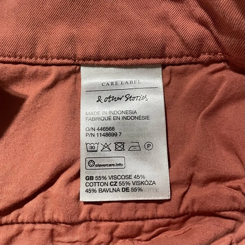 & Other Stories Relaxed Straight Leg Pleated Tailored Trousers Rust Red Size 4 - Picture 14 of 16